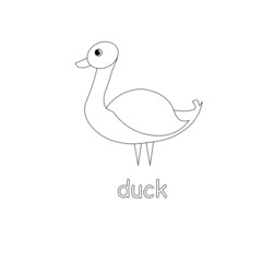 Dack cartoon monochrome sketch art design element farm animal stock vector illustration for web, for print, for coloring book