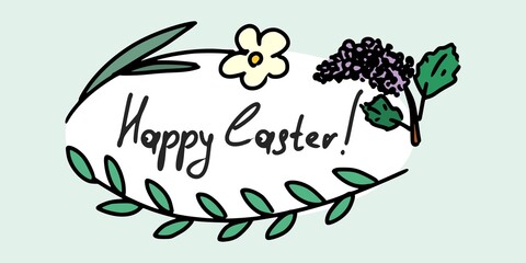 inscription Happy Easter. lettering picture drawing
