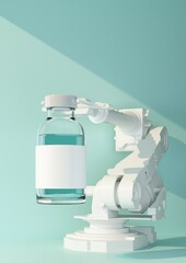 robot hand holding a medical vaccine