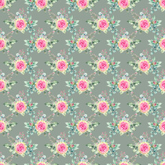 Watercolor hand painted seamless pattern of flowers.