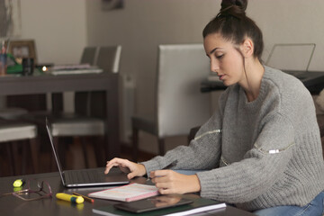 Young girl studying