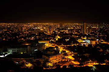 Fototapeta premium Goiânia Goias Brazil at night with lights on aerial view