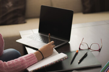 Young girl studying