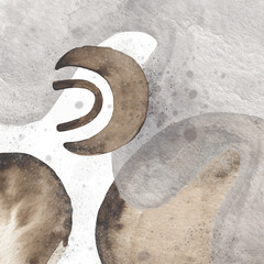 Abstract art background with blue and silver watercolor stain elements. Painting brush texture decoration with art acrylic poster design.