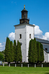 Fototapeta na wymiar Beautiful summer view of a white church in Sweden