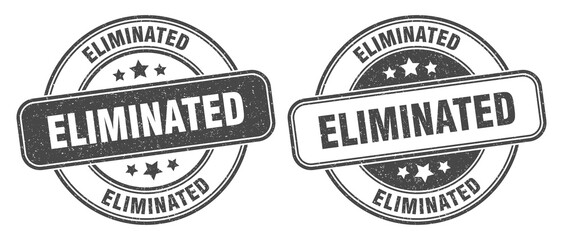 eliminated stamp. eliminated label. round grunge sign