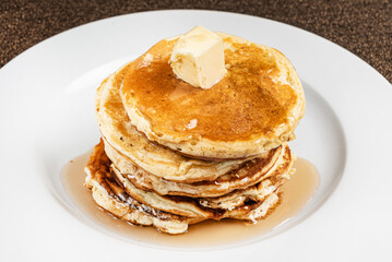 pancakes on the white plate