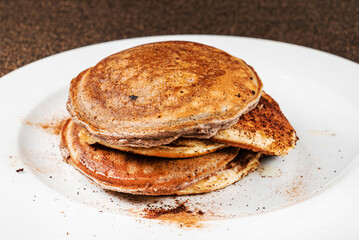 pancakes on the white plate