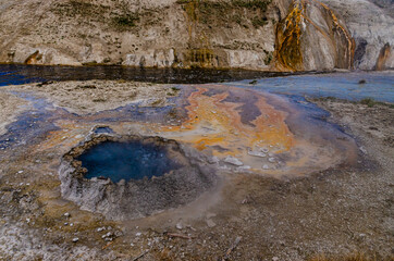 Boiling water bubbler Geyser. Active geyser with major eruptions. Yellowstone NP, Wyoming, US