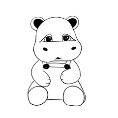 little fabulous embarrassed hippo black lines white background