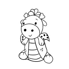 baby dragon cute art drawing black lines