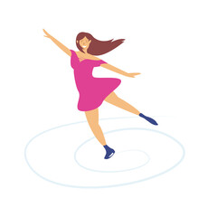 Woman figure skater flat vector illustration. Young Girl ice skating © golgengirl