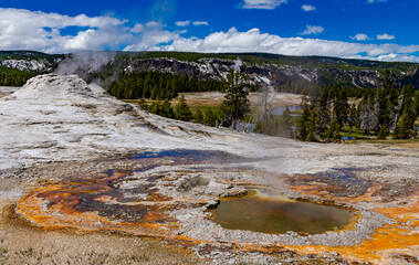 Boiling water bubbler Geyser. Active geyser with major eruptions. Yellowstone NP, Wyoming, US