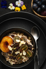 Healthy breakfast cereal,Oatmeal Porridge With Fresh Blueberry And Raspberry.