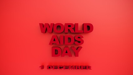 world aids day. 1 december. 3d rendering