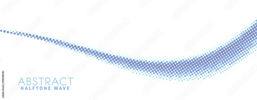 Aufkleber blue dotted wave with halftone effect. vector graphics