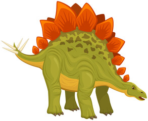 Vector illustration of a standing stegosaurus dinosaur against a white background.