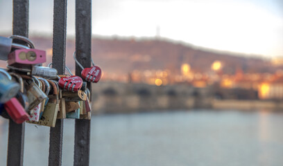 love locks at Charles Bridge / Prague, Czech Republic