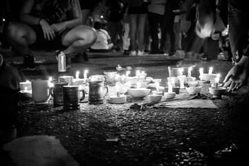 Candlelight ritual on the street