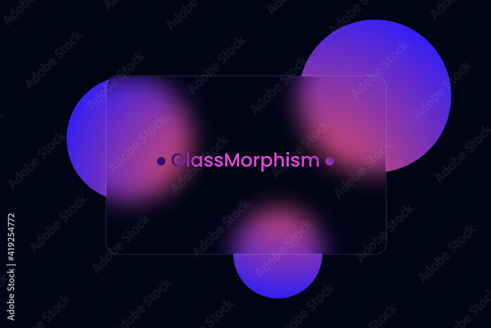 Poster abstract background. transparent frame in glass morphism style