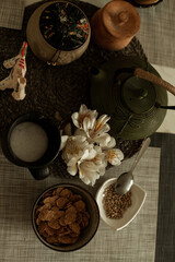 Beautiful teapot on the table