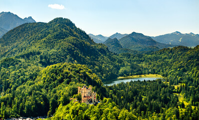 View of Hohenschwangau Castle in the Bavarian Alps, southern Germany