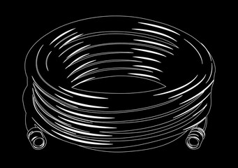  garden hose white on black background 