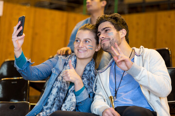 football fans take a selfie photo