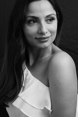 Naklejka premium Black & white headshots of beautiful Asian Indian woman