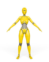 gynoid is the super fembot in white background