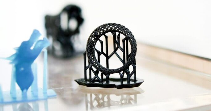 Objects photopolymer printed on a 3d printer.