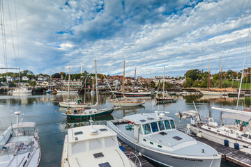 Fototapeta na wymiar USA, Maine, Camden. Morning at Camden Harbor.