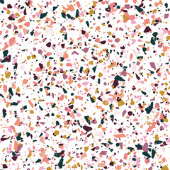 Small Scale Italian Terrazzo Seamless Pattern. Venetian Marble Flooring Texture Vector Background.