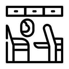 armchair with table in airplane line icon vector illustration