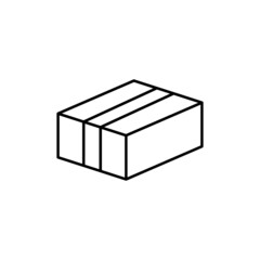  packaging icon in flat black line style, isolated on white background 