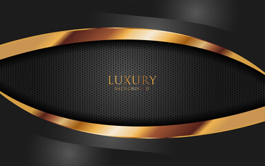 Luxury Dark Grey and Golden Lines with Overlap Textured Background Design. Elegant Modern Background Design.