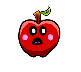 Stylized Cartoon Surprised Red Apple