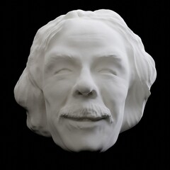 3D model of old men's head on a black background