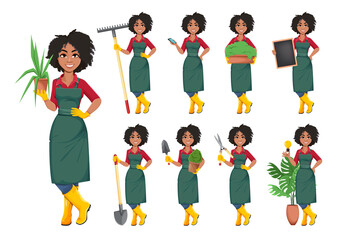 Young African American gardener woman - 419264167