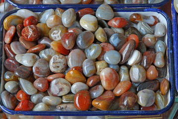 China, Nanjing nice colorful typical stones in a Fuzimiao market shop. - 419266186