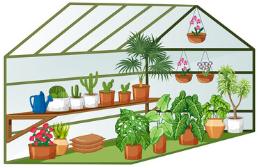 Obraz premium Open view of Greenhouse with many plants inside