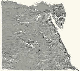 Light topographic map of the Arab Republic of Egypt with black contour lines on beige background