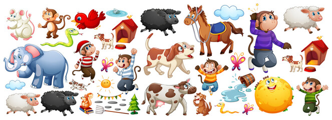 Set of different nursery rhyme character isolated on white background