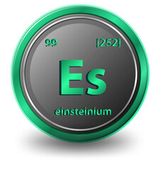 Einsteinium chemical element. Chemical symbol with atomic number and atomic mass.