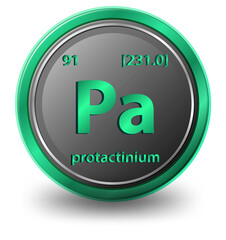 Protactinium chemical element. Chemical symbol with atomic number and atomic mass.