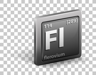 Flerovium chemical element. Chemical symbol with atomic number and atomic mass.