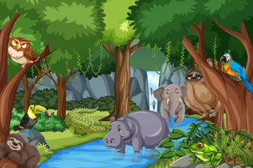 Wilde Tierzeichentrickfigur in der Waldszene © blueringmedia