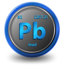 Lead chemical element. Chemical symbol with atomic number and atomic mass.