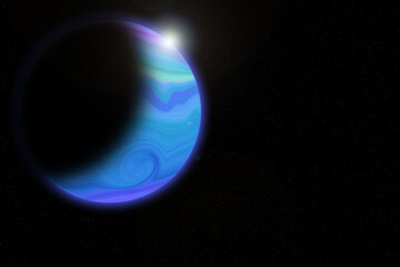 Illustration of a blue planet in outer space