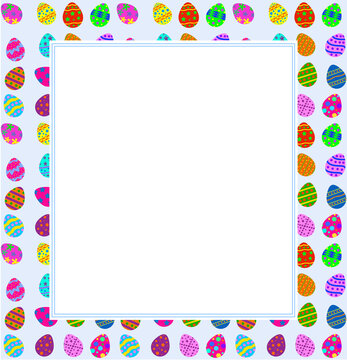 Background illustration of a frame of colorful decorated Easter eggs